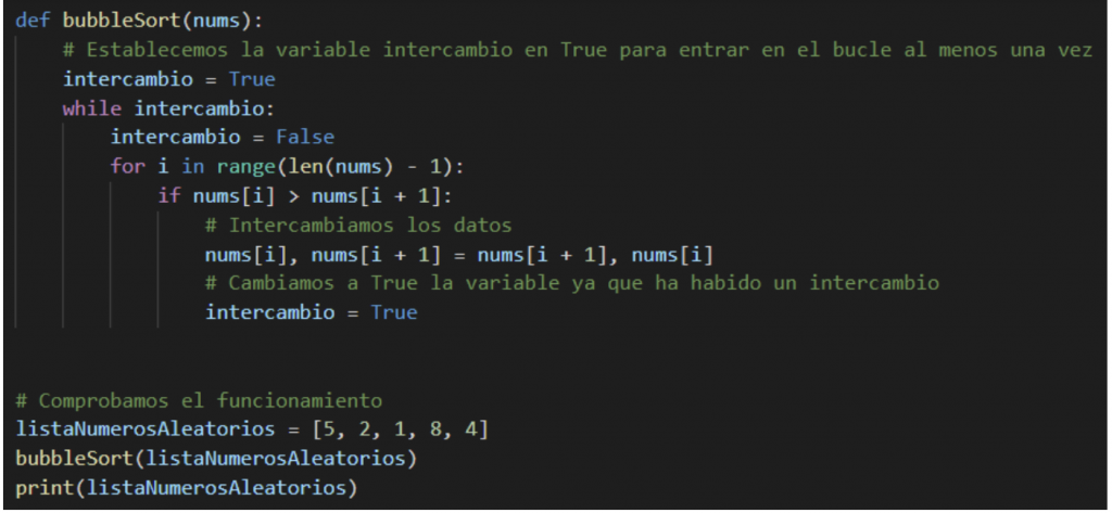 tipos de algoritmos de ordenacion en python