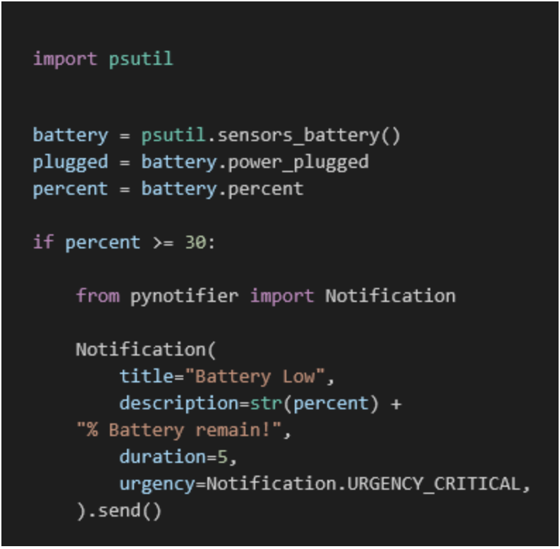 Notificacion Bateria Baja Programada En Python