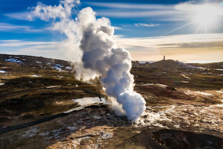 gunnuhver geothermal area reykjanes peninsula iceland aerial view