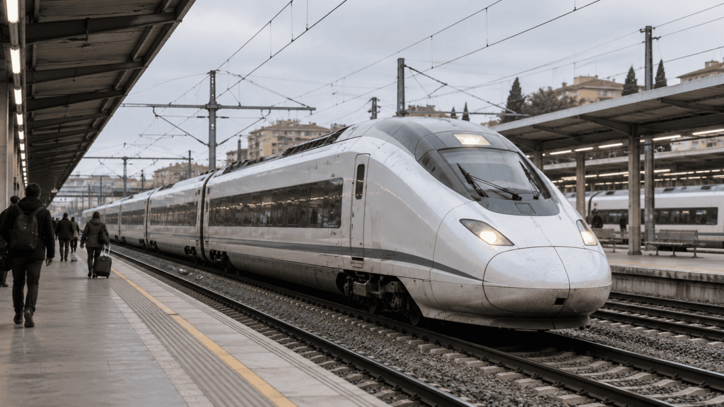 white train at Spanish station 1